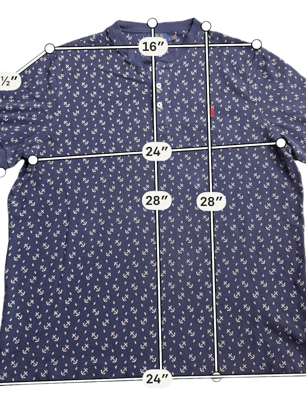 Polo Ralph Lauren Men’s L Featherweight Mesh Polo Shirt Anchor Nautical Navy